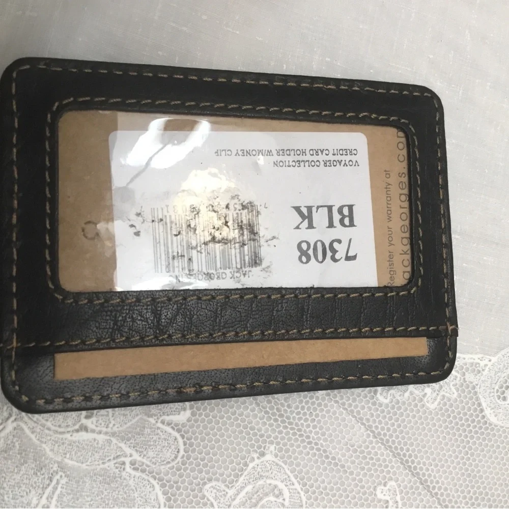 Jack Georges Black Leather Card Holder